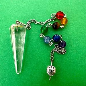 Clear Quartz Pendulum with Chakra chain